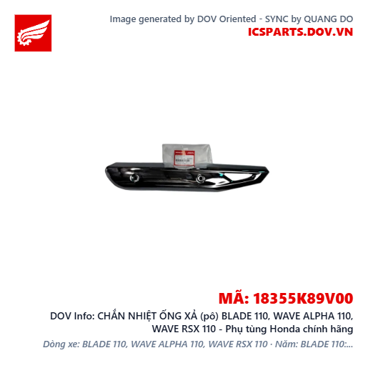 CHẮN NHIỆT ỐNG XẢ (pô) BLADE 110, WAVE ALPHA 110, WAVE RSX 110 - Phụ tùng Honda chính hãng