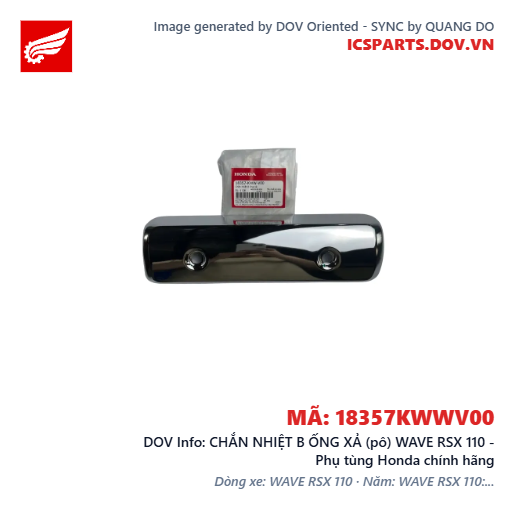 CHẮN NHIỆT B ỐNG XẢ (pô) WAVE RSX 110 - Phụ tùng Honda chính hãng