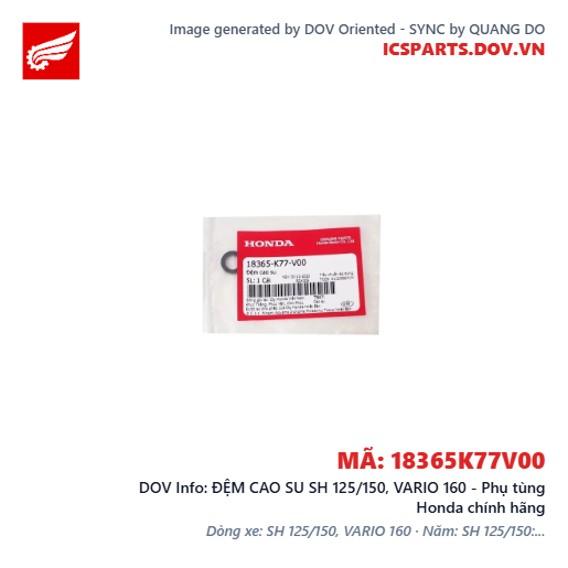 ĐỆM CAO SU SH 125/150, VARIO 160 - Phụ tùng Honda chính hãng