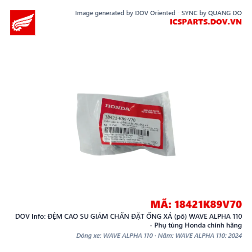 ĐỆM CAO SU GIẢM CHẤN ĐẶT ỐNG XẢ (pô) WAVE ALPHA 110 - Phụ tùng Honda chính hãng