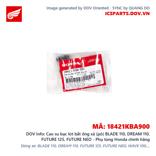 Cao su bạc lót bắt ống xả (pô) BLADE 110, DREAM 110, FUTURE 125, FUTURE NEO - Phụ tùng Honda chính hãng
