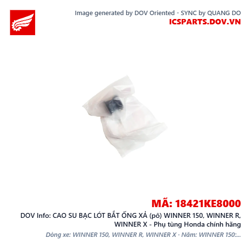 CAO SU BẠC LÓT BẮT ỐNG XẢ (pô) WINNER 150, WINNER R, WINNER X - Phụ tùng Honda chính hãng