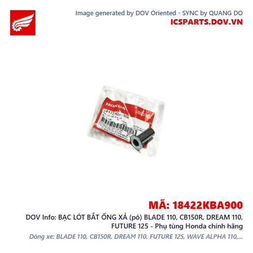 BẠC LÓT BẮT ỐNG XẢ (pô) BLADE 110, CB150R, DREAM 110, FUTURE 125 - Phụ tùng Honda chính hãng