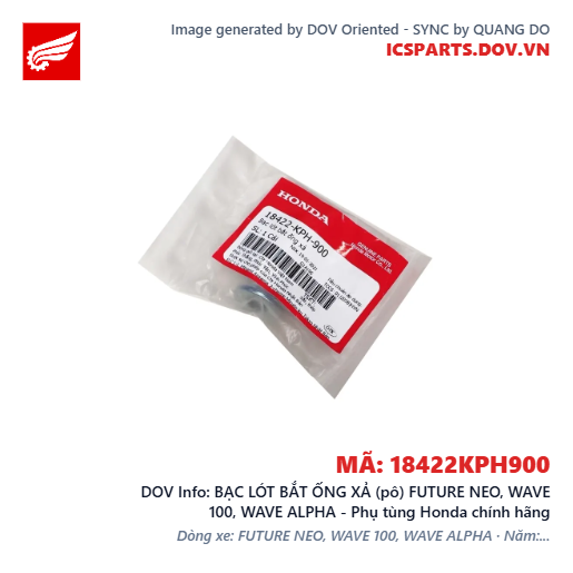 BẠC LÓT BẮT ỐNG XẢ (pô) FUTURE NEO, WAVE 100, WAVE ALPHA - Phụ tùng Honda chính hãng