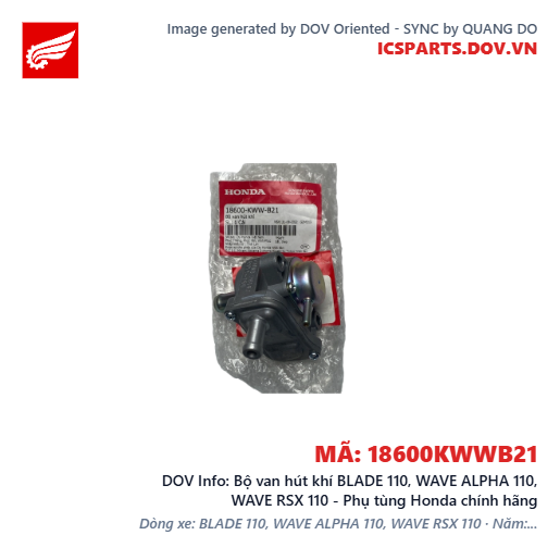 Bộ van hút khí BLADE 110, WAVE ALPHA 110, WAVE RSX 110 - Phụ tùng Honda chính hãng