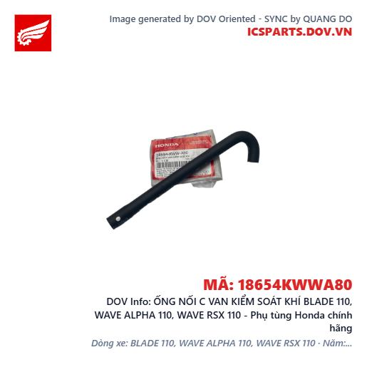 ỐNG NỐI C VAN KIỂM SOÁT KHÍ BLADE 110, WAVE ALPHA 110, WAVE RSX 110 - Phụ tùng Honda chính hãng
