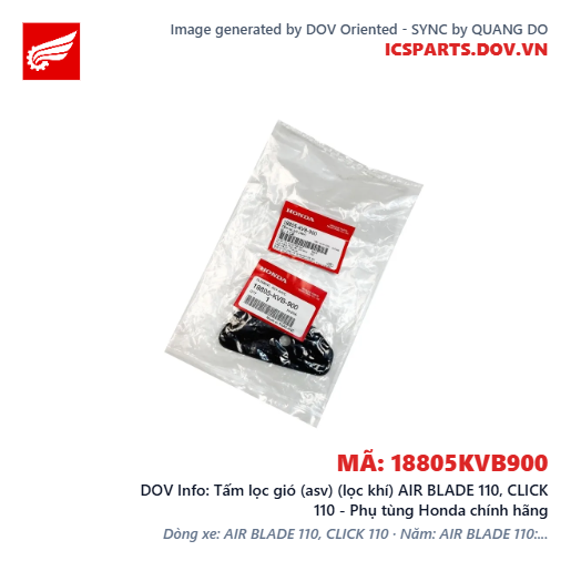 Tấm lọc gió (asv) (lọc khí) AIR BLADE 110, CLICK 110 - Phụ tùng Honda chính hãng