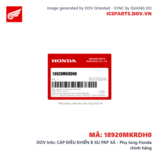 CÁP ĐIỀU KHIỂN B XU PÁP XẢ - Phụ tùng Honda chính hãng