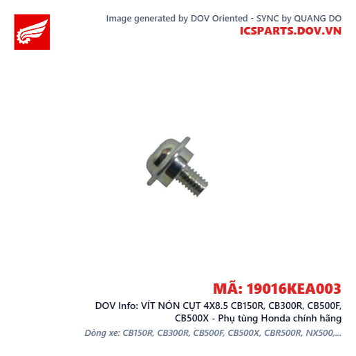 VÍT NÓN CỤT 4X8.5 CB150R, CB300R, CB500F, CB500X - Phụ tùng Honda chính hãng