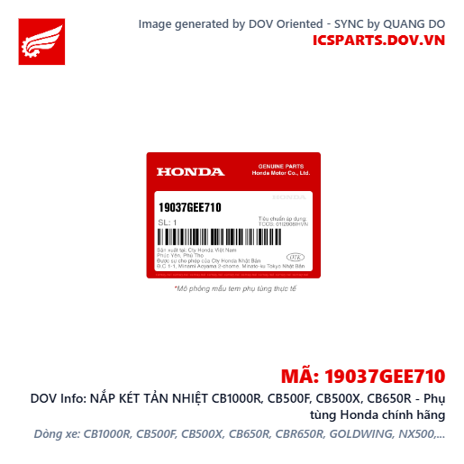 NẮP KÉT TẢN NHIỆT CB1000R, CB500F, CB500X, CB650R - Phụ tùng Honda chính hãng