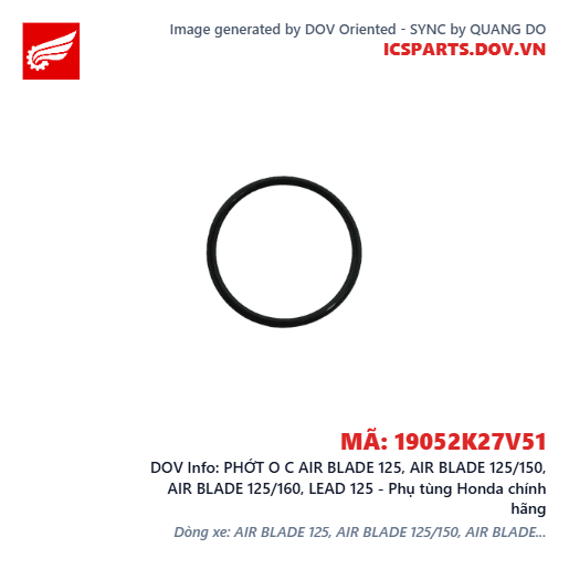 PHỚT O C AIR BLADE 125, AIR BLADE 125/150, AIR BLADE 125/160, LEAD 125 - Phụ tùng Honda chính hãng