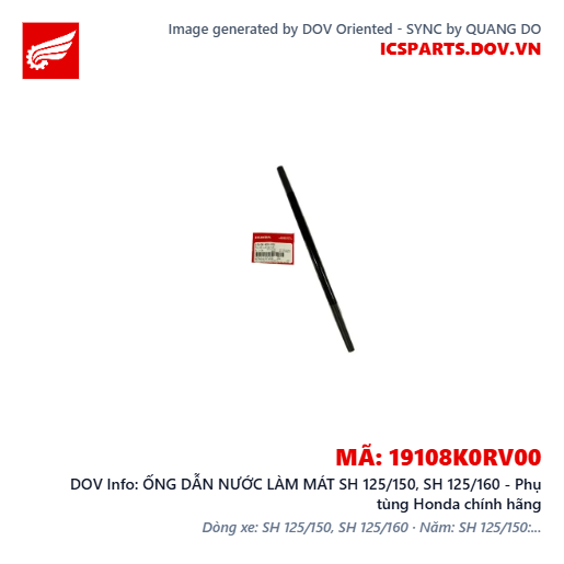 ỐNG DẪN NƯỚC LÀM MÁT SH 125/150, SH 125/160 - Phụ tùng Honda chính hãng