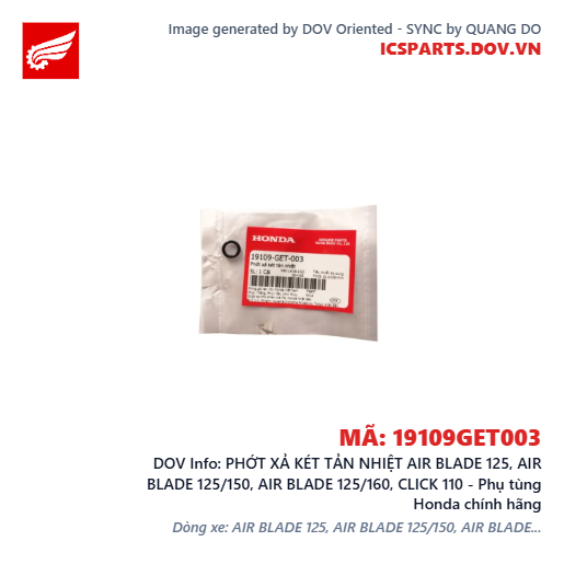 PHỚT XẢ KÉT TẢN NHIỆT AIR BLADE 125, AIR BLADE 125/150, AIR BLADE 125/160, CLICK 110 - Phụ tùng Honda chính hãng