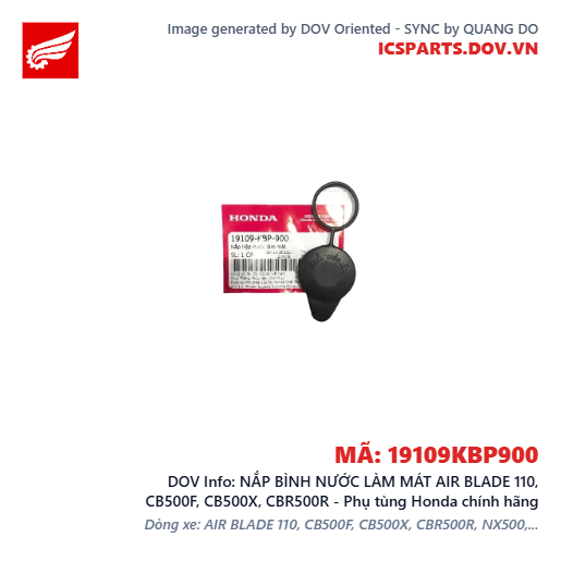 NẮP BÌNH NƯỚC LÀM MÁT AIR BLADE 110, CB500F, CB500X, CBR500R - Phụ tùng Honda chính hãng