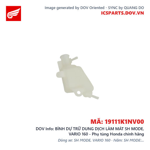 BÌNH DỰ TRỮ DUNG DỊCH LÀM MÁT SH MODE, VARIO 160 - Phụ tùng Honda chính hãng