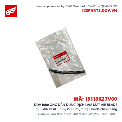 ỐNG DẪN DUNG DỊCH LÀM MÁT AIR BLADE 125, AIR BLADE 125/150 - Phụ tùng Honda chính hãng