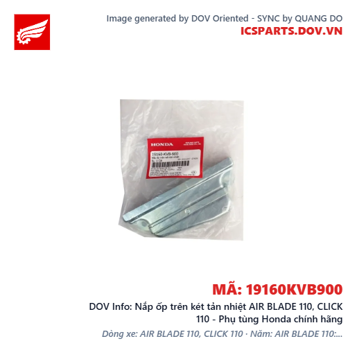 Nắp ốp trên két tản nhiệt AIR BLADE 110, CLICK 110 - Phụ tùng Honda chính hãng