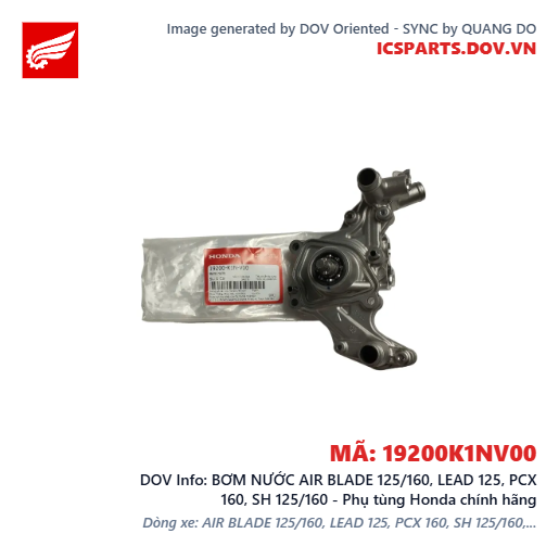 BƠM NƯỚC AIR BLADE 125/160, LEAD 125, PCX 160, SH 125/160 - Phụ tùng Honda chính hãng