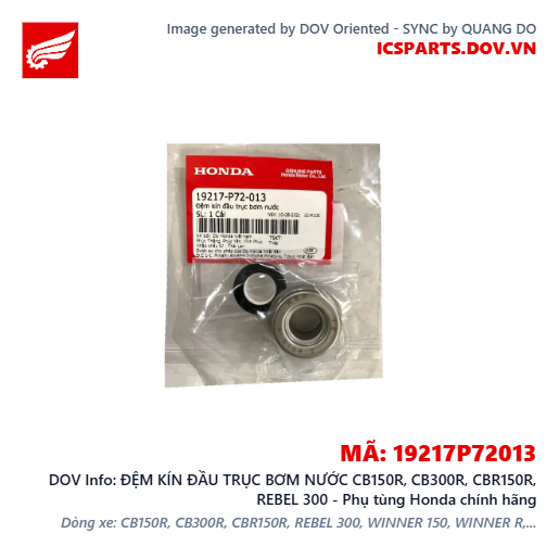 ĐỆM KÍN ĐẦU TRỤC BƠM NƯỚC CB150R, CB300R, CBR150R, REBEL 300 - Phụ tùng Honda chính hãng