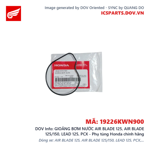 GIOĂNG BƠM NƯỚC AIR BLADE 125, AIR BLADE 125/150, LEAD 125, PCX - Phụ tùng Honda chính hãng