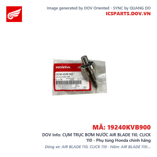 CỤM TRỤC BƠM NƯỚC AIR BLADE 110, CLICK 110 - Phụ tùng Honda chính hãng