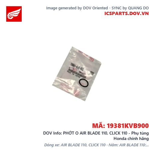 PHỚT O AIR BLADE 110, CLICK 110 - Phụ tùng Honda chính hãng