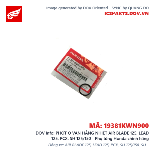 PHỚT O VAN HẰNG NHIỆT AIR BLADE 125, LEAD 125, PCX, SH 125/150 - Phụ tùng Honda chính hãng