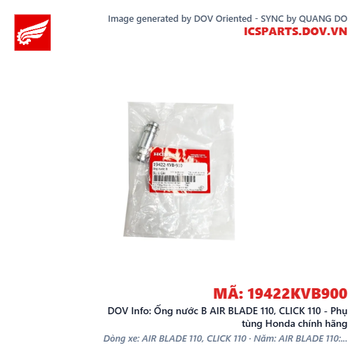 Ống nước B AIR BLADE 110, CLICK 110 - Phụ tùng Honda chính hãng