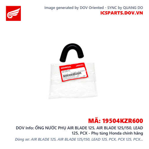 ỐNG NƯỚC PHỤ AIR BLADE 125, AIR BLADE 125/150, LEAD 125, PCX - Phụ tùng Honda chính hãng