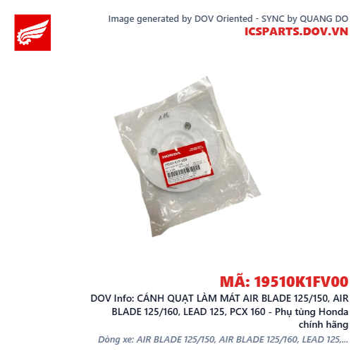 CÁNH QUẠT LÀM MÁT AIR BLADE 125/150, AIR BLADE 125/160, LEAD 125, PCX 160 - Phụ tùng Honda chính hãng