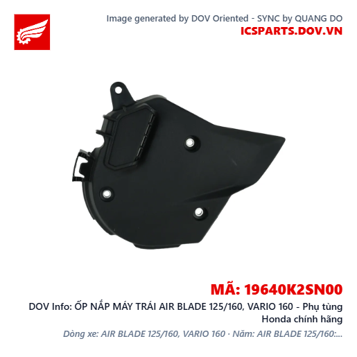 ỐP NẮP MÁY TRÁI AIR BLADE 125/160, VARIO 160 - Phụ tùng Honda chính hãng