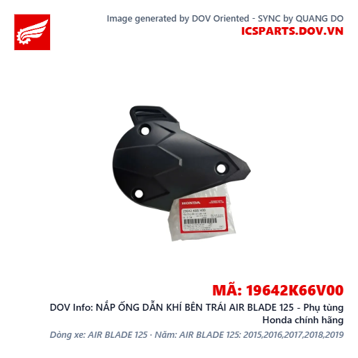 NẮP ỐNG DẪN KHÍ BÊN TRÁI AIR BLADE 125 - Phụ tùng Honda chính hãng