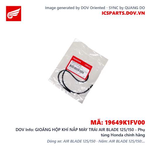 GIOĂNG HỘP KHÍ NẮP MÁY TRÁI AIR BLADE 125/150 - Phụ tùng Honda chính hãng