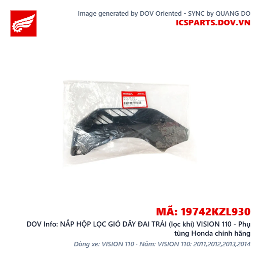 NẮP HỘP LỌC GIÓ DÂY ĐAI TRÁI (lọc khí) VISION 110 - Phụ tùng Honda chính hãng