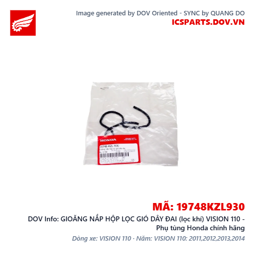 GIOĂNG NẮP HỘP LỌC GIÓ DÂY ĐAI (lọc khí) VISION 110 - Phụ tùng Honda chính hãng