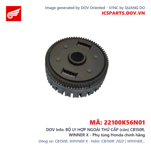 BỘ LY HỢP NGOÀI THỨ CẤP (côn) CB150R, WINNER X - Phụ tùng Honda chính hãng