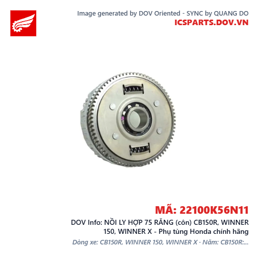 NỒI LY HỢP 75 RĂNG (côn) CB150R, WINNER 150, WINNER X - Phụ tùng Honda chính hãng