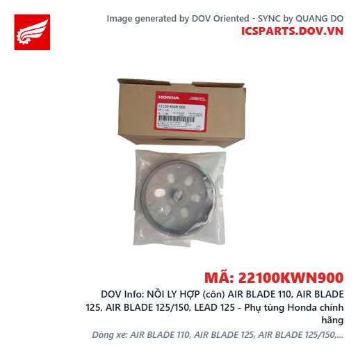 NỒI LY HỢP (côn) AIR BLADE 110, AIR BLADE 125, AIR BLADE 125/150, LEAD 125 - Phụ tùng Honda chính hãng