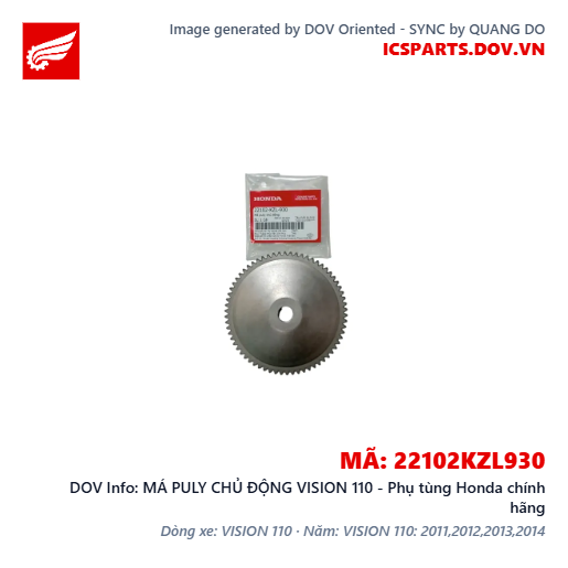 MÁ PULY CHỦ ĐỘNG VISION 110 - Phụ tùng Honda chính hãng
