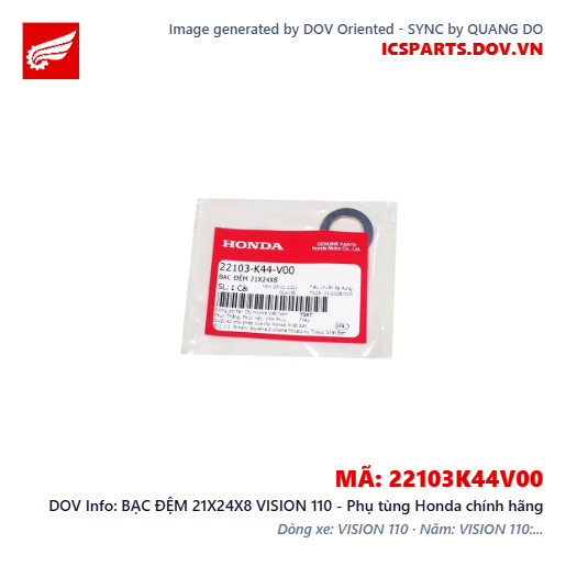BẠC ĐỆM 21X24X8 VISION 110 - Phụ tùng Honda chính hãng