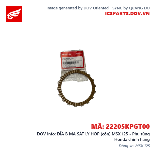 ĐĨA B MA SÁT LY HỢP (côn) MSX 125 - Phụ tùng Honda chính hãng