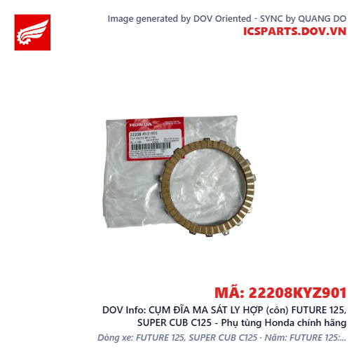 CỤM ĐĨA MA SÁT LY HỢP (côn) FUTURE 125, SUPER CUB C125 - Phụ tùng Honda chính hãng