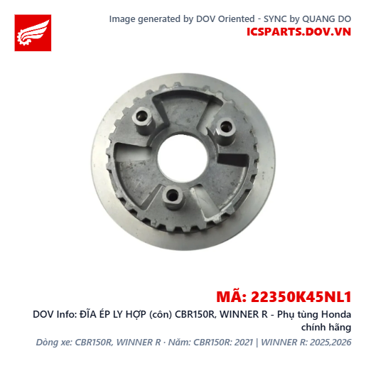 ĐĨA ÉP LY HỢP (côn) CBR150R, WINNER R - Phụ tùng Honda chính hãng