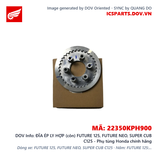 ĐĨA ÉP LY HỢP (côn) FUTURE 125, FUTURE NEO, SUPER CUB C125 - Phụ tùng Honda chính hãng