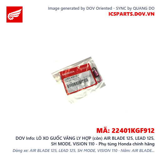 LÒ XO GUỐC VĂNG LY HỢP (côn) AIR BLADE 125, LEAD 125, SH MODE, VISION 110 - Phụ tùng Honda chính hãng