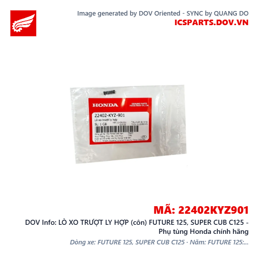 LÒ XO TRƯỢT LY HỢP (côn) FUTURE 125, SUPER CUB C125 - Phụ tùng Honda chính hãng