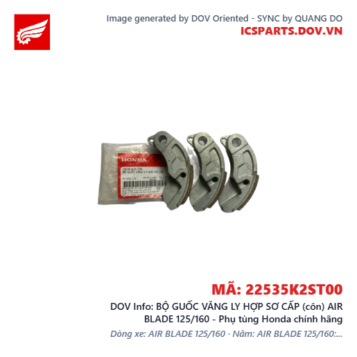 BỘ GUỐC VĂNG LY HỢP SƠ CẤP (côn) AIR BLADE 125/160 - Phụ tùng Honda chính hãng