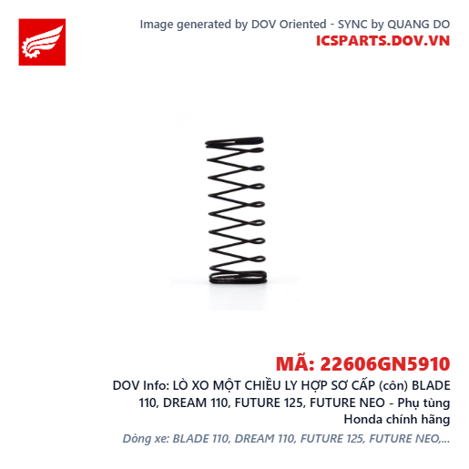 LÒ XO MỘT CHIỀU LY HỢP SƠ CẤP (côn) BLADE 110, DREAM 110, FUTURE 125, FUTURE NEO - Phụ tùng Honda chính hãng