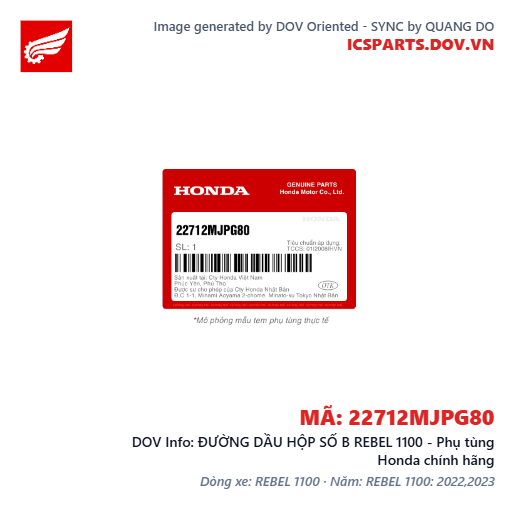 ĐƯỜNG DẦU HỘP SỐ B REBEL 1100 - Phụ tùng Honda chính hãng