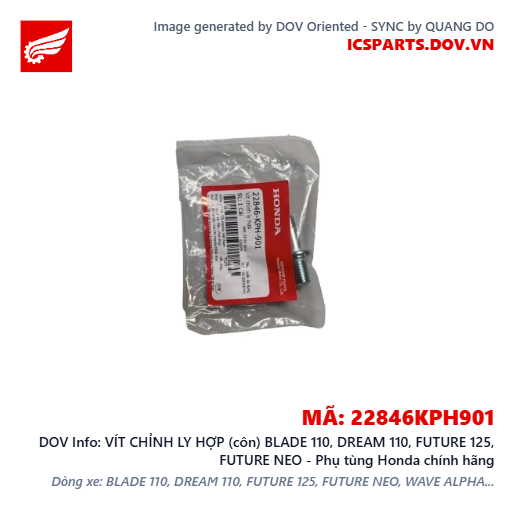 VÍT CHỈNH LY HỢP (côn) BLADE 110, DREAM 110, FUTURE 125, FUTURE NEO - Phụ tùng Honda chính hãng